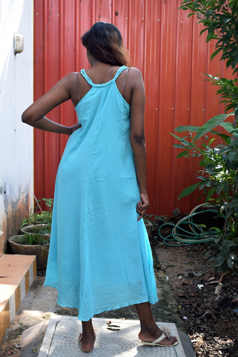 Womens Beach Cotton Gauze Slip Dress With Linning Etsy