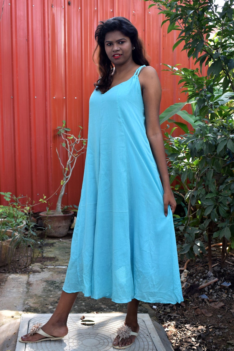 Womens Beach Cotton Gauze Slip Dress With Linning Etsy