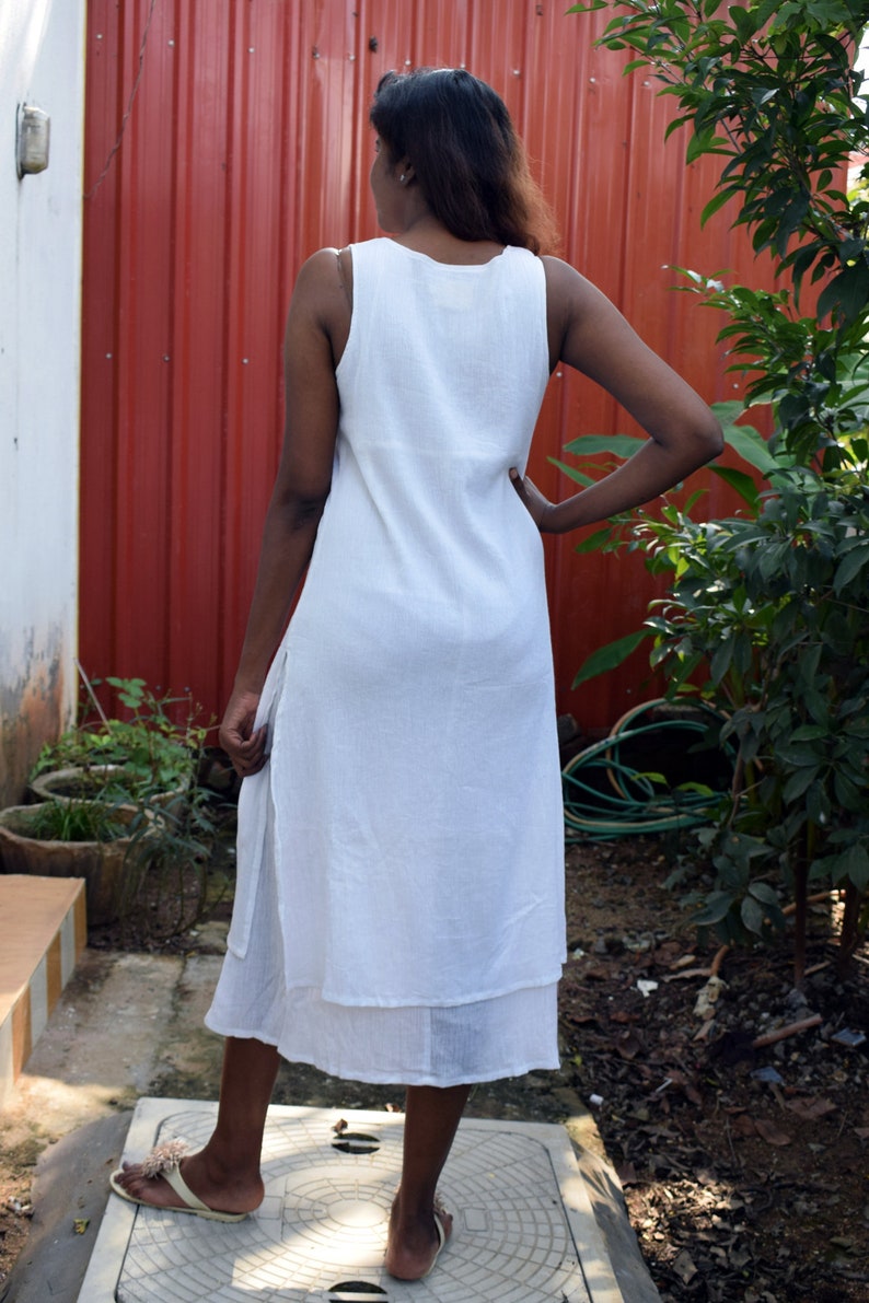 Womens Beach Cotton Gauze Slip Layer Dress Regularplus and Etsy