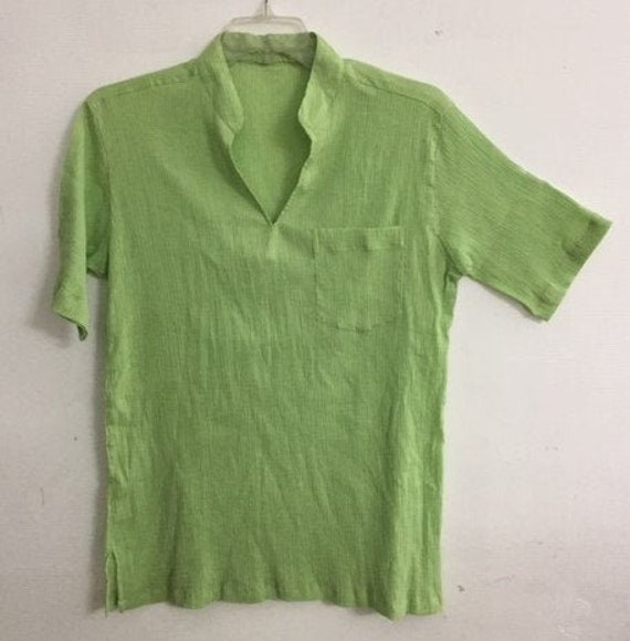 Mens Gauze Short Sleeves Beach Shirt 