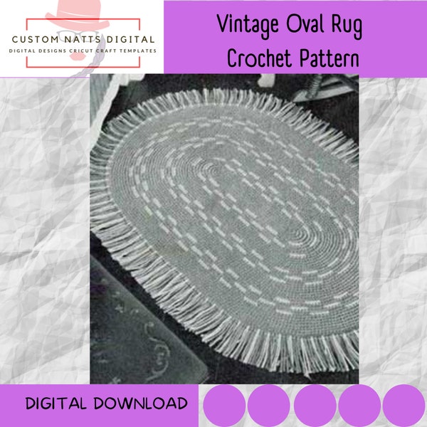 Vintage Oval Rug Crochet Pattern 23x37inches without fringe  PDF