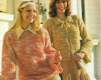 Crochet Sweater Or Jacket Pattern Vintage  To Fit Bust 32" - 40" PDF Digital Download