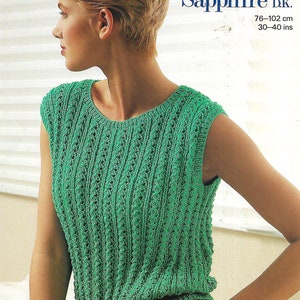 Ladies Summer Top Knitting Pattern. Short Sleeve Top Vintage Cotton DK Yarn To Fit Bust 30&quot;-40&quot; PDF Digital Download