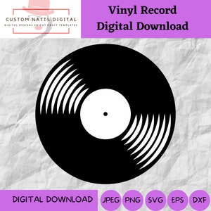 ビニールレコード SVG、ビニールレコード PNG、ロングプレイ クリップアート、ビンテージ レコード カット ファイル、音楽ステンシル、音楽 Cricut シルエット ファイル、Cricut svg