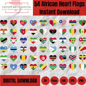 African Flags SVG Bundle - South Africa Flag - Black History - Patriotic SVG - Heart Shaped Flags Files for Cricut - Flag Vector