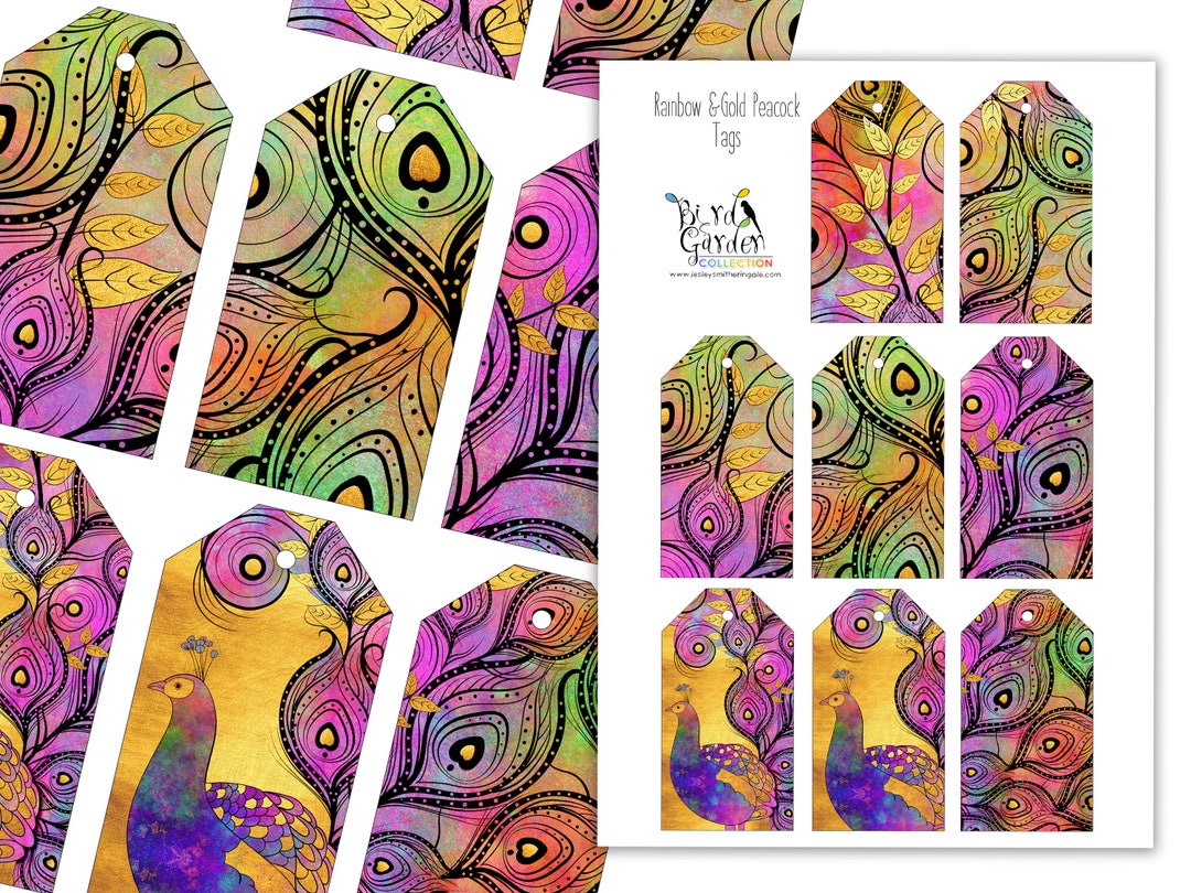 Peacock Printable Tags Printable Tags Peacock Tags - Etsy