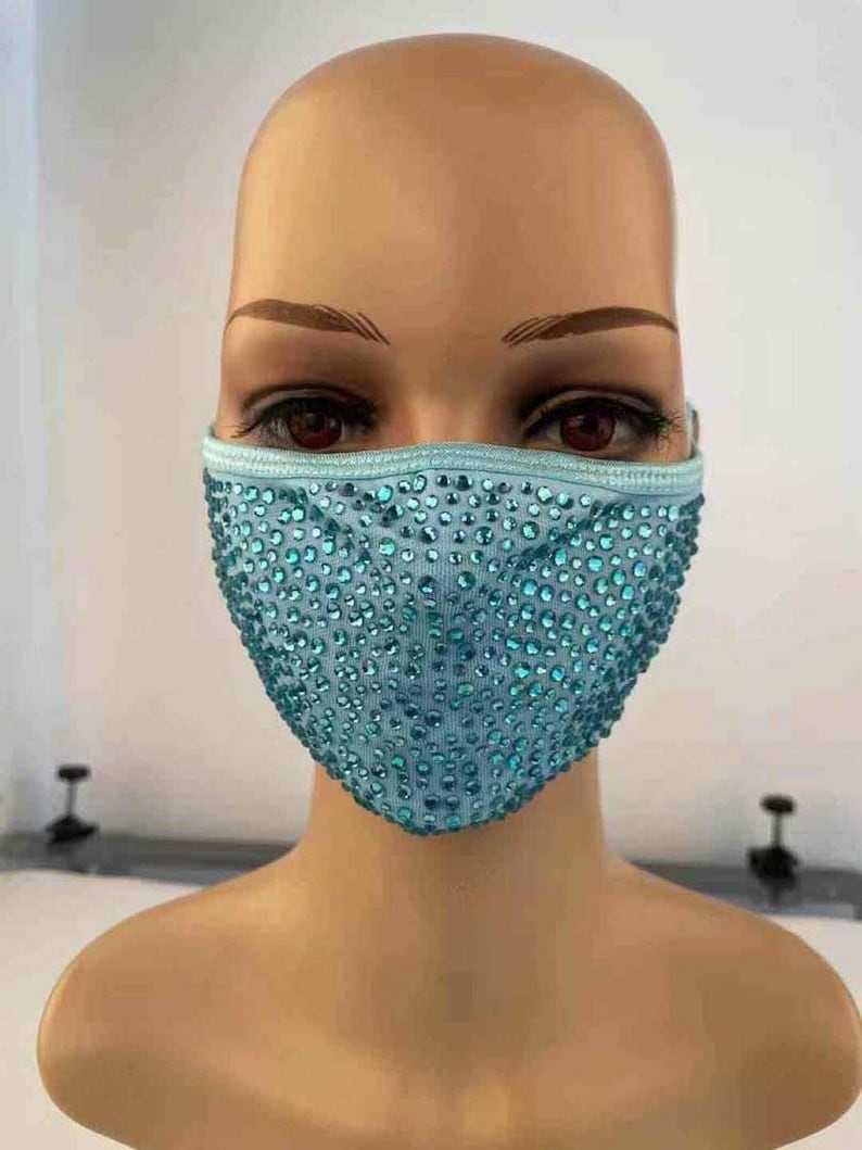 Bling Face Mask With Rhinestone Fashion Mask With Filter Pocket image 7