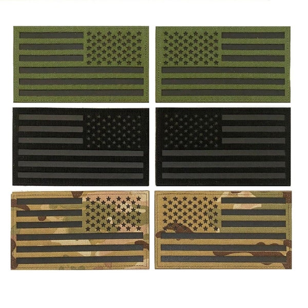 Infrared IR US Uniform Flag Patch Hook & Loop Backing Camo/Green/Black