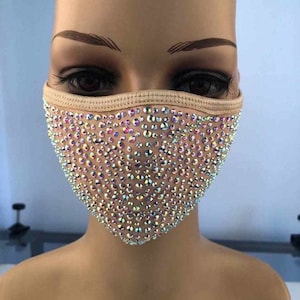 Bling Face Mask With Rhinestone Fashion Mask With Filter Pocket image 2