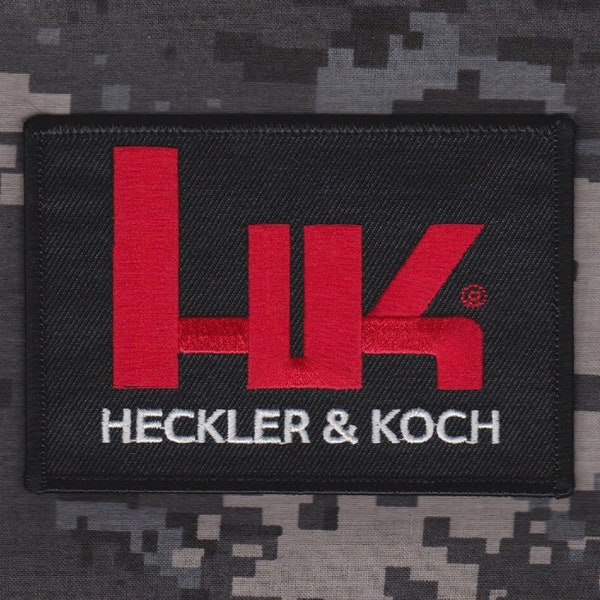 HK Logo Patch Heckler & Koch Benelli Gun Military Tactical Morale Patch Hook Side Backing