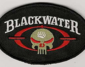 Blackwater Patch Skull Military Morale Tactical Hook Backing