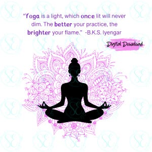 Pink Lotus Yoga PNG: Namaste Art, Yoga Quote (Digital Download)