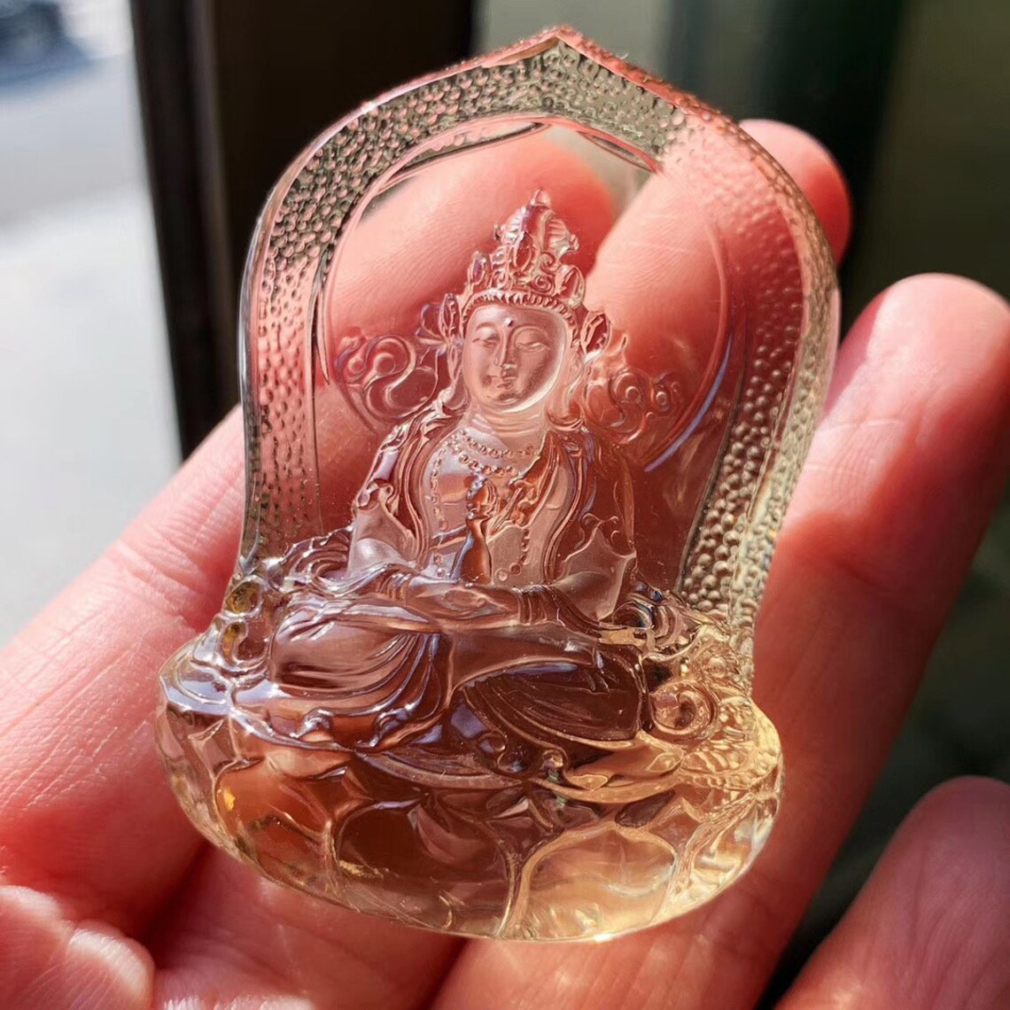 Natura quartz crystal carvings pendant / carving Guanyin charm Etsy