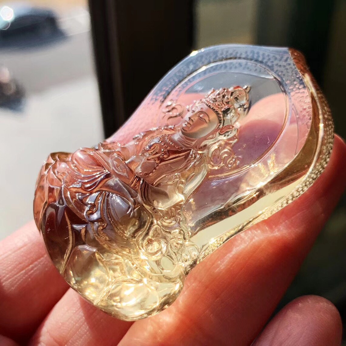 Natura quartz crystal carvings pendant / carving Guanyin charm Etsy