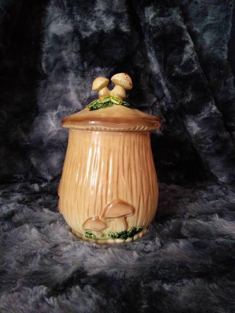Vintage ceramic mushroom holding jar. Etsy