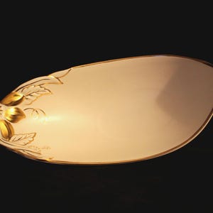 Vintage 1940 Crown Devon  white bowl with gold  hand painting, Art Deco style.  Mark on the bottom. Made in England.