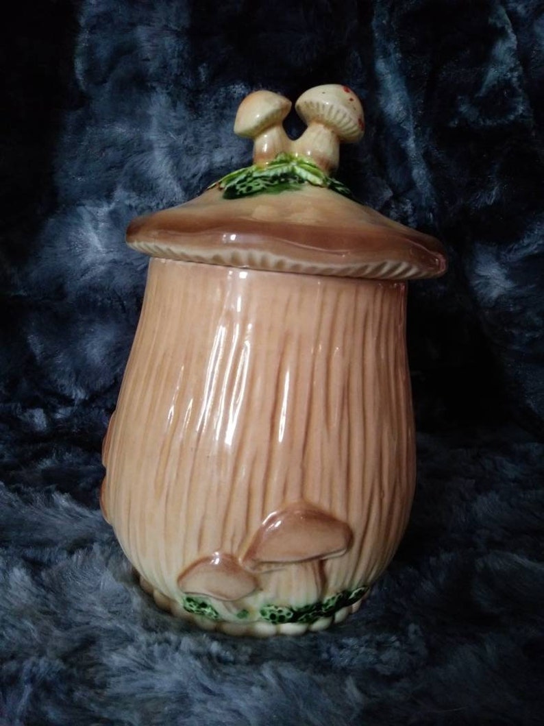 Vintage ceramic mushroom holding jar. Etsy