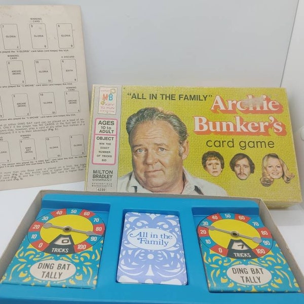 Awesome vintage Archie Bunker game. A card game from 1972 in perfect condition. This game was made by Milton Bradley. Made in the USA.