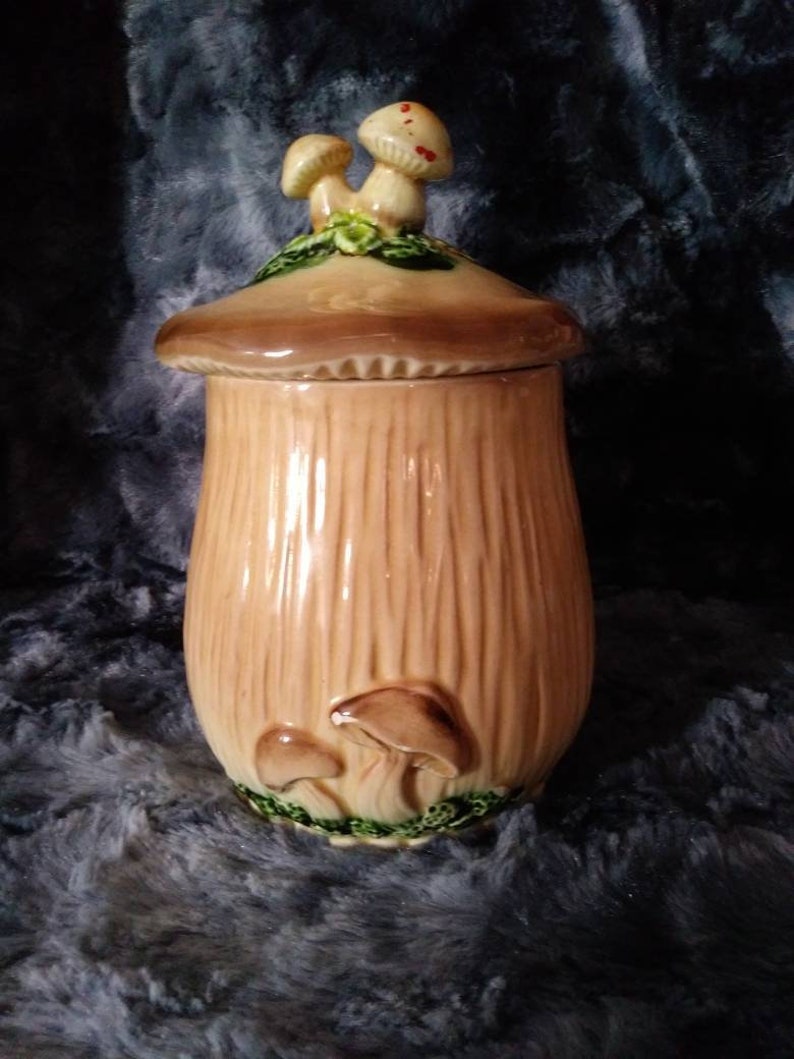 Vintage ceramic mushroom holding jar. Etsy
