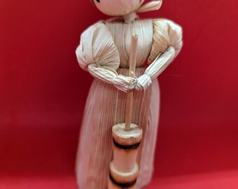 Cornhusk doll, vintage,churning butter.