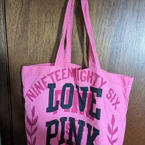 Victoria's Secret PINK Womens Fashion Canvas Tote Bag Black One