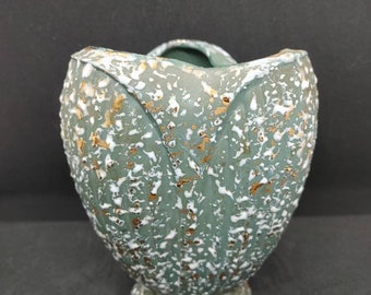 Vintage hand painted ceramic made in the USA vase. Art deco style.