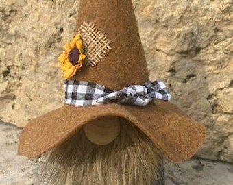 Farmer Gnome Scarecrow Gnome Handmade Gnome Hillbilly Fall Gnome