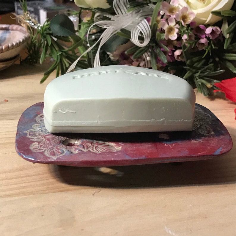 Polymer Clay Soap Dish with Drain SPRING FLOWERS Draining Soap Etsy