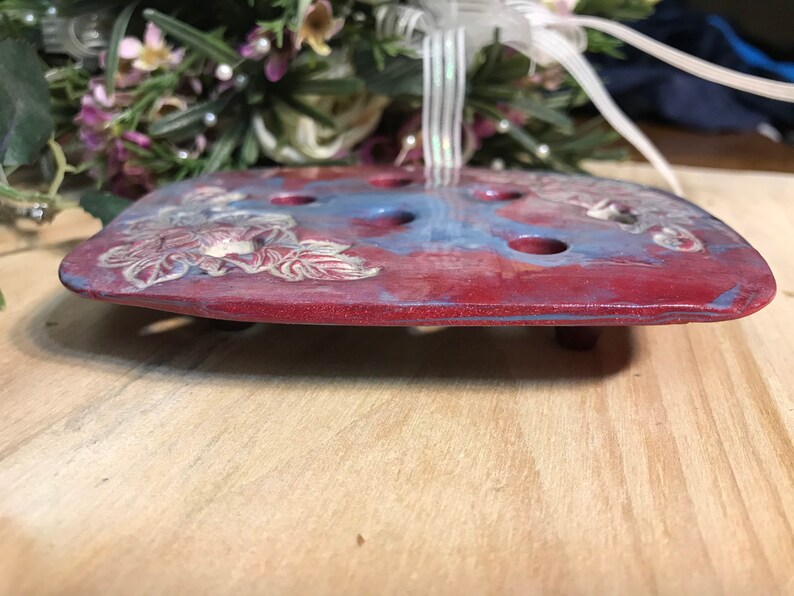 Polymer Clay Soap Dish with Drain SPRING FLOWERS Draining Soap Etsy