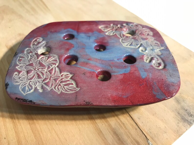 Polymer Clay Soap Dish with Drain SPRING FLOWERS Draining Soap Etsy