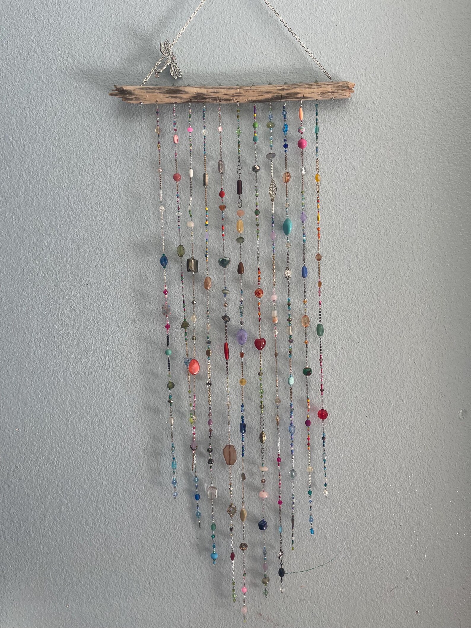 Colorful Boho Beaded Suncatcher Upcycle Jewelry and Beachwood - Etsy