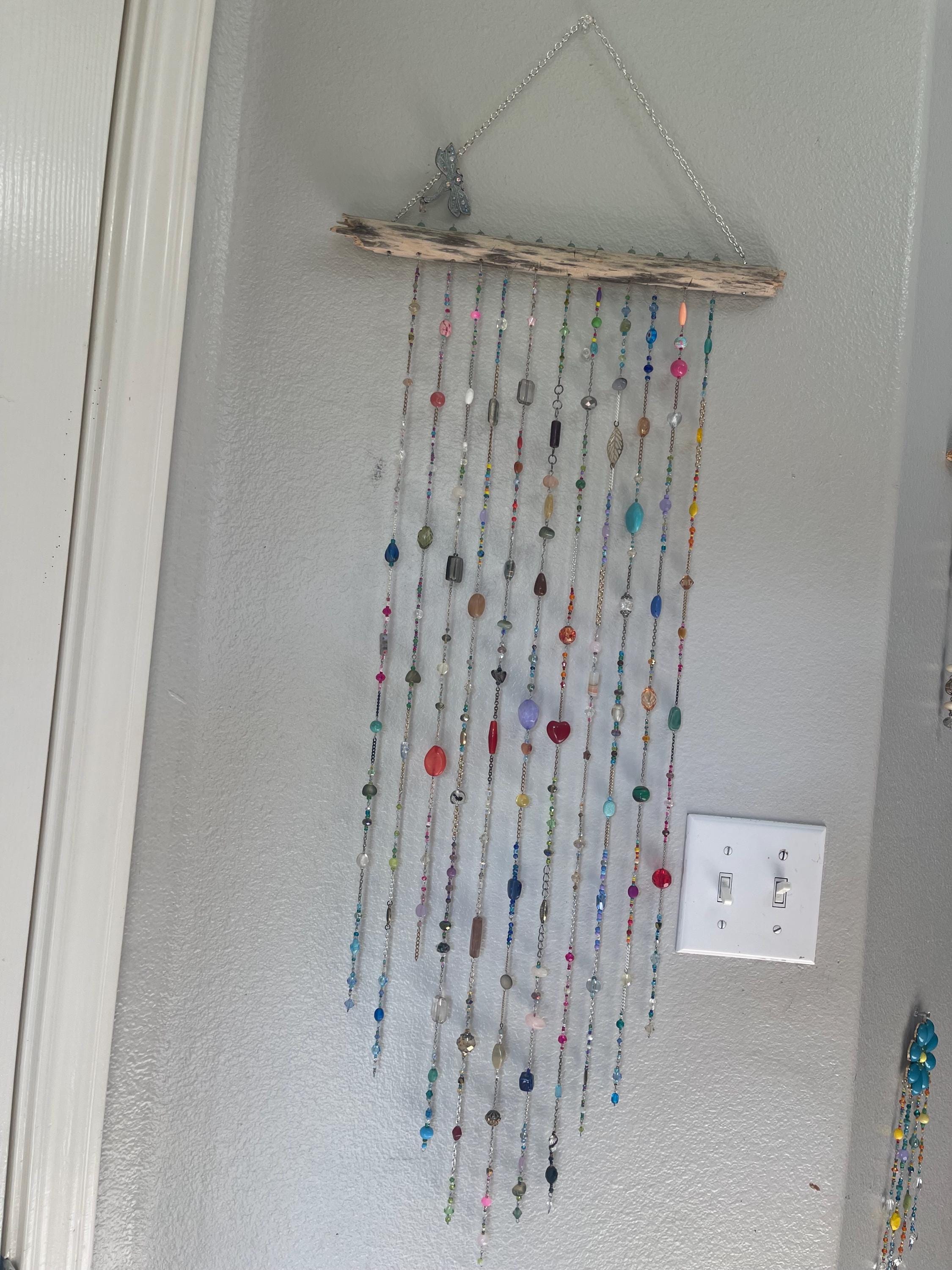 Colorful Boho Beaded Suncatcher Upcycle Jewelry and Beachwood - Etsy