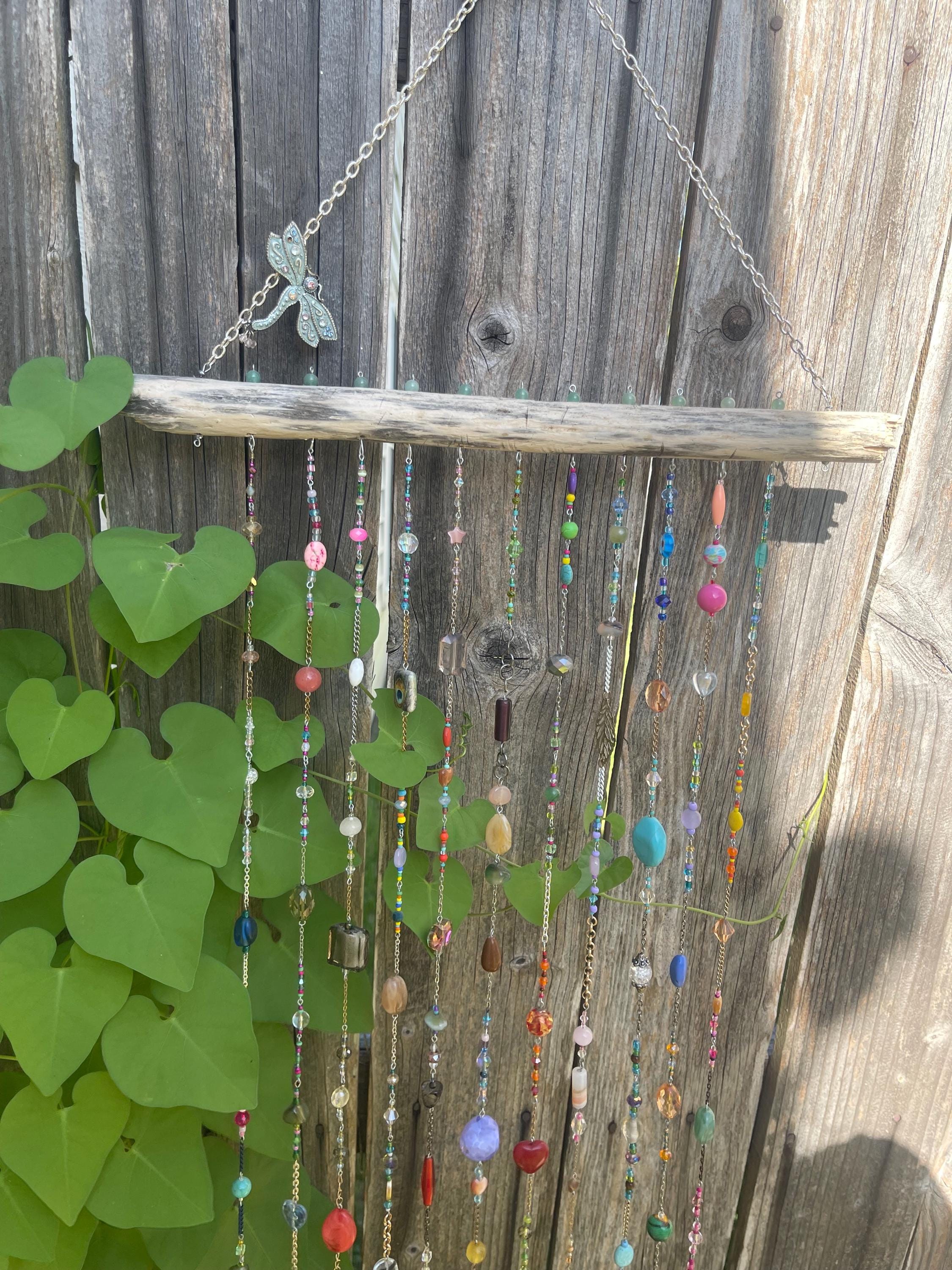 Colorful Boho Beaded Suncatcher Upcycle Jewelry and Beachwood - Etsy
