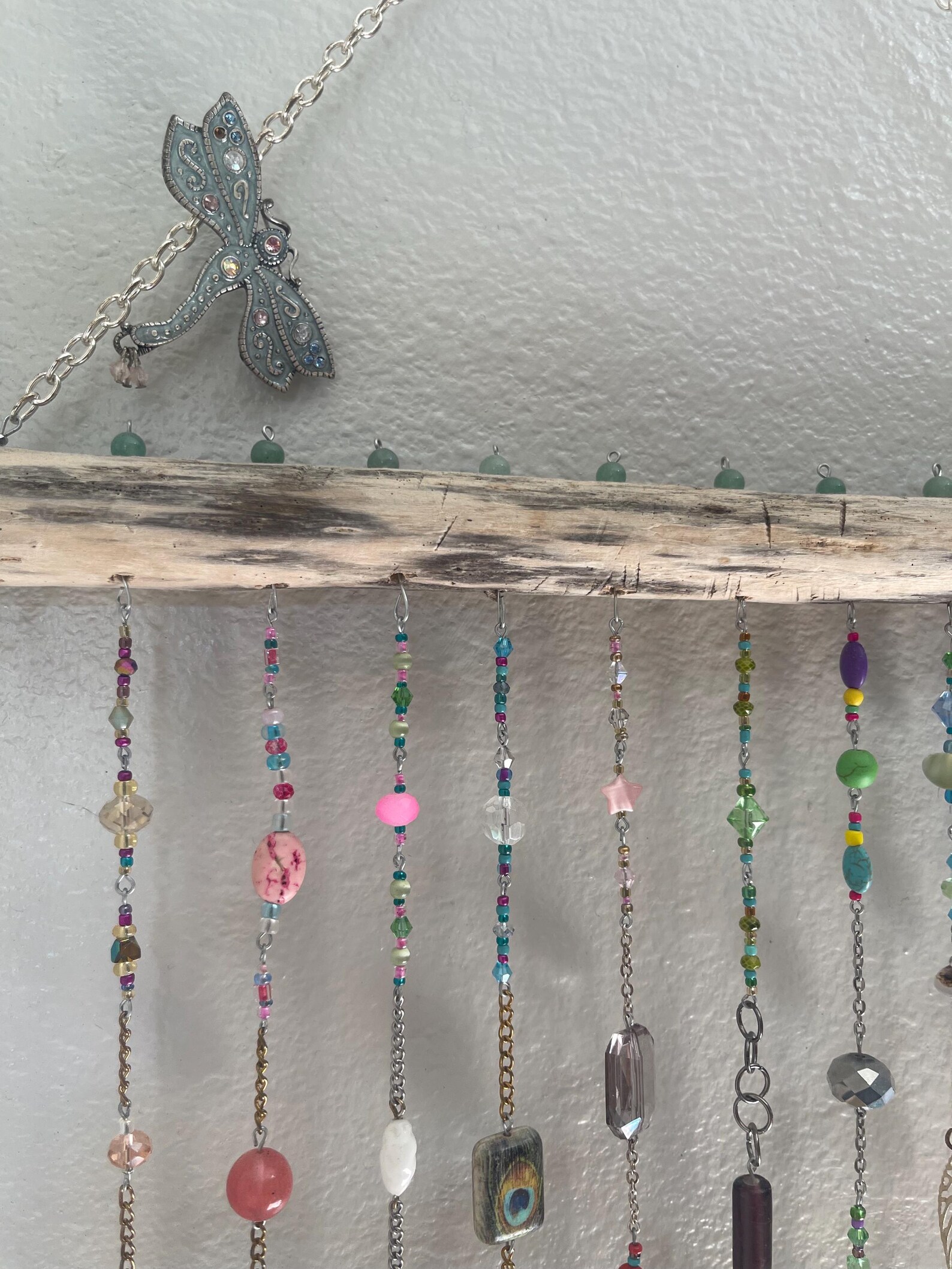 Colorful Boho Beaded Suncatcher Upcycle Jewelry and Beachwood - Etsy