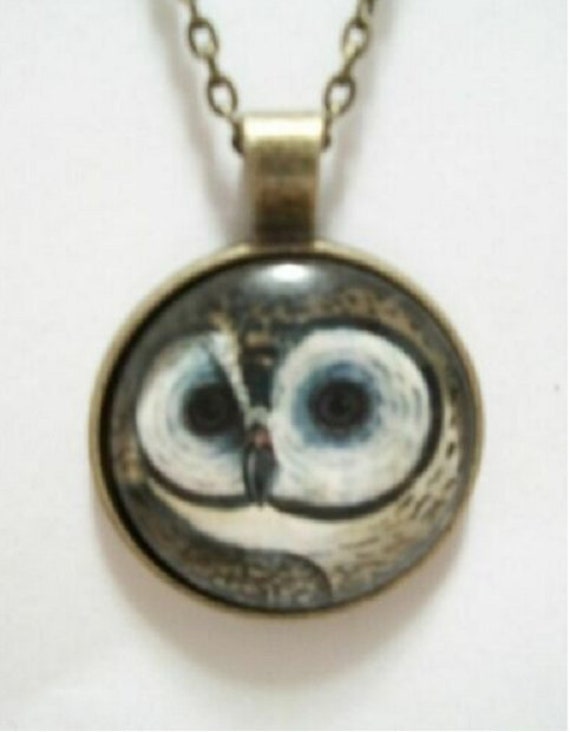 Cute Owl Love Photo Cabochon Glass Tibet Silver Chain Pendant Necklace 