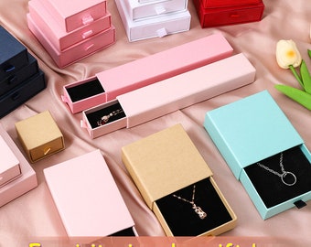 5pcs Jewelry Box Drawer type Packaging Ring Earrings Necklace Storage Bracelet Gift Wedding Paper Boxes