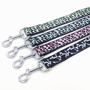 DUWES 25mm Dog Leash Zebra Cow Leopard Pattern Personalized High Quality Ribbons Pet leashes F81