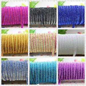 DUWES 30 Colors Options Elastic Band Stretchy Glitter Velvet Ribbon Headband Party DIY Decoration Wholesale Sewing F138