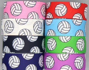 DUWES 7/8&#39;&#39; 22mm 5yards Volleyball Ball Printed Grosgrain Ribbon Accessory Hairbow Headwear Decoration DIY Wholesale OEM