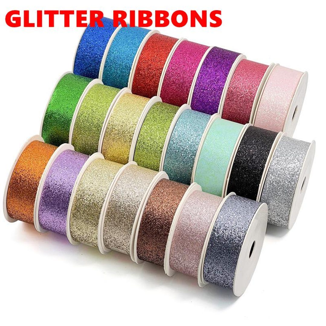 100yards 1-10cm Cut Edge Glitter Ribbon Accessories Material Headwear ...