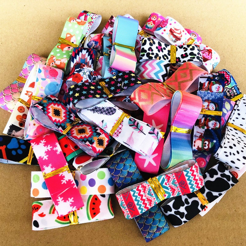 Randomly Accessory Items GRAB BAG 22mm 10yards Mixed Randomly Printed Grosgrain Ribbon Accessory ...
