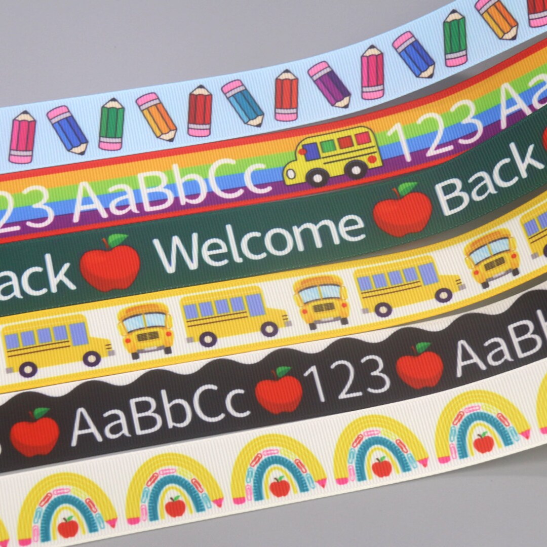 DUWES 7/8'' 5yards School Bus 123ABC Printed Grosgrain Ribbon Accessory ...