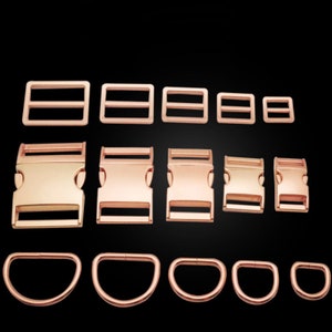 DUWES Hardware Accessories Metal Three-piece Adjustment Buckle Rose Gold Zinc Alloy Buckles For Luggage Pet Dog Collar F124