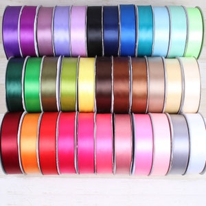 DUWES 196 Colors Various Size Options Top Quality Solid Color Double Faced Satin Ribbon Pick Color Wedding F108