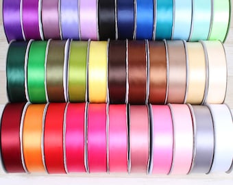 DUWES 196 Colors Various Size Options Top Quality Solid Color Double Faced Satin Ribbon Pick Color Wedding F108