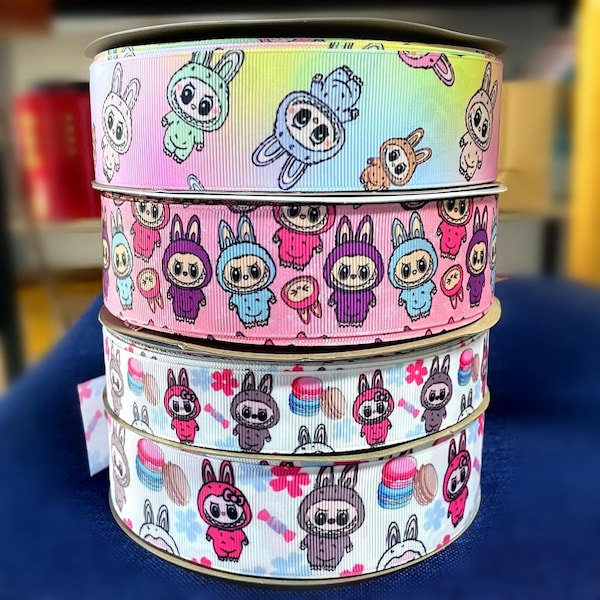 50yards Bu Toy Cute Printed Grosgrain Ribbon Accessories Material Decoration Collar Bows DIY Sewing Craft