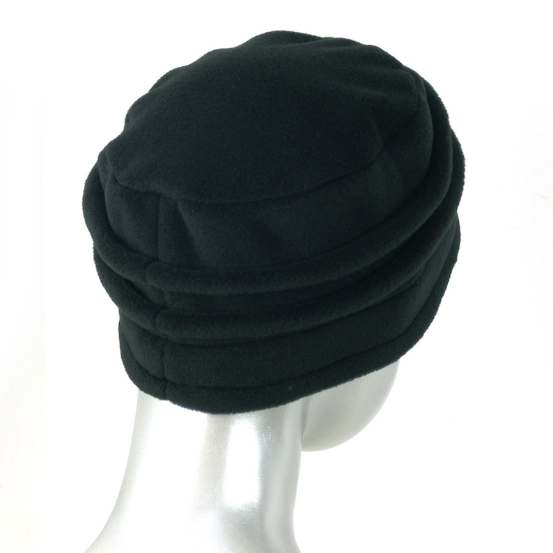 hat, black women's fleece toque. 8 colors available. French made image 2