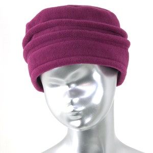 hat, black women's fleece toque. 8 colors available. French made image 5