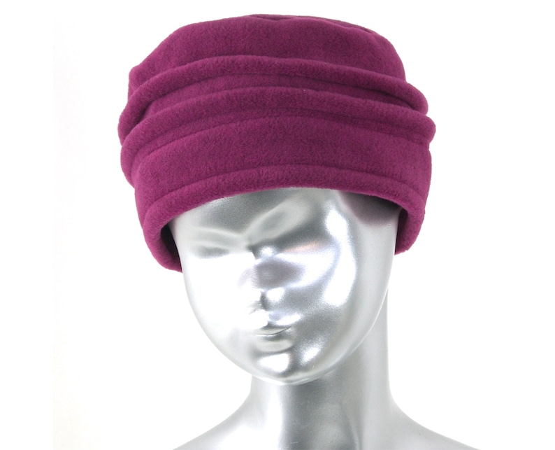 hat, black women's fleece toque. 8 colors available. French made image 5