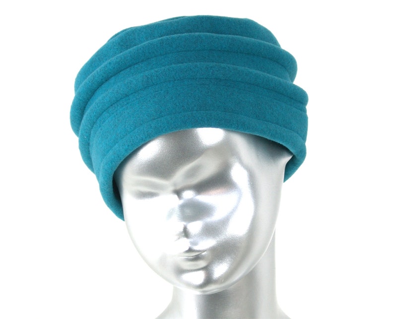 hat, black women's fleece toque. 8 colors available. French made image 4